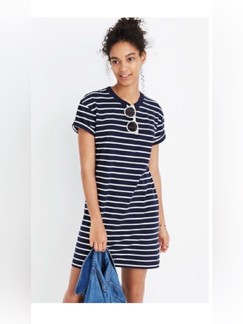 NWOT Madewell Striped Navy T-Shirt Dress, XS
